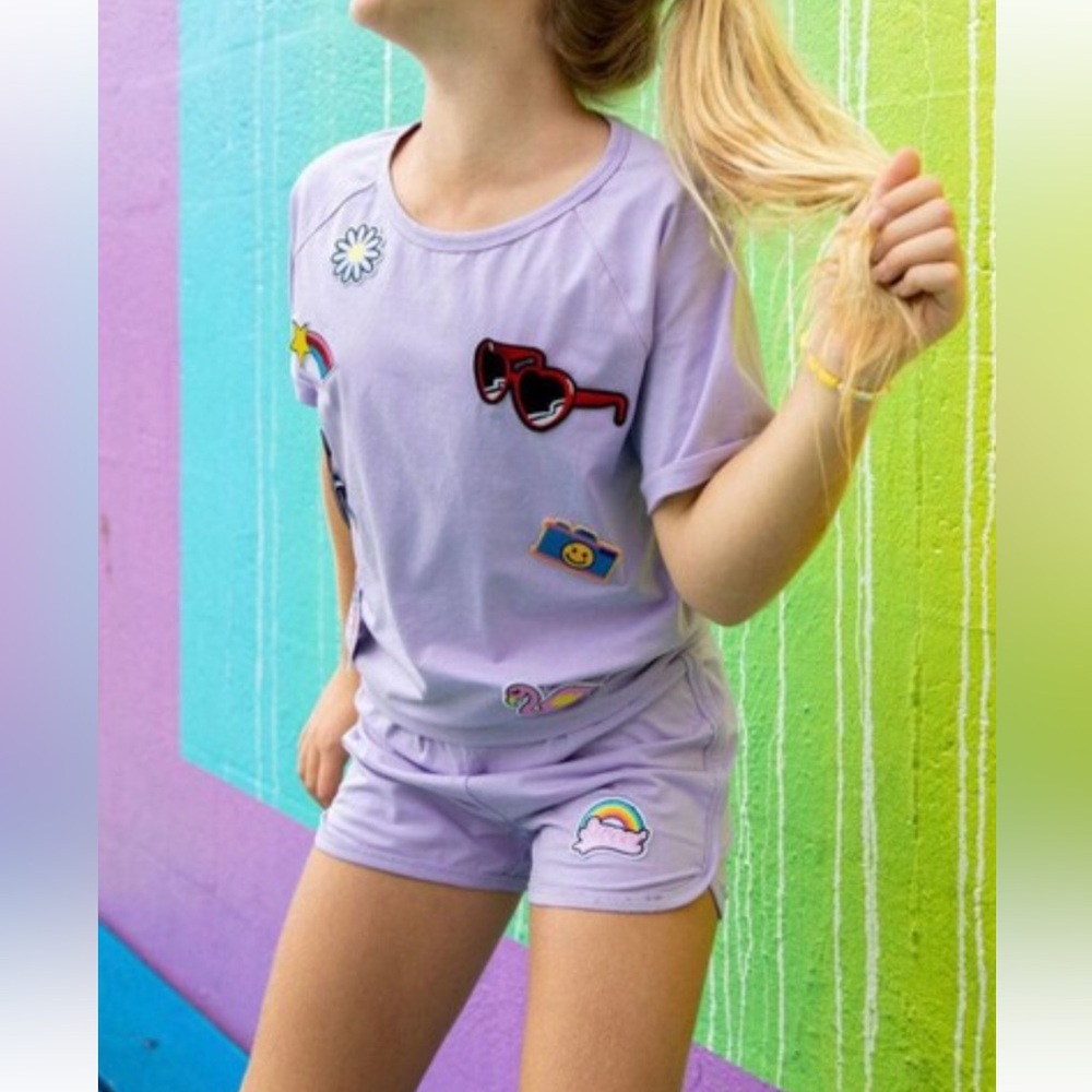 Lola + The Boys Lavender Patch Pocket Tee & Shorts Set